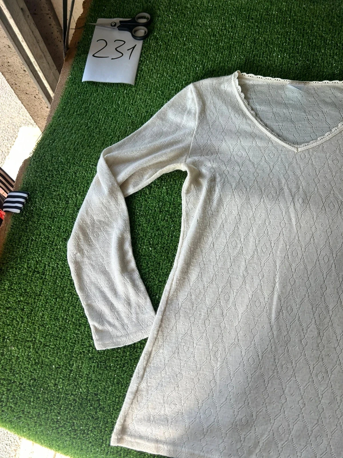Cream white long Damart sweater size S – photo 3